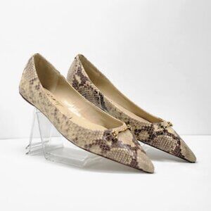 SAM EDELMAN Nori Pointed Toe Flats Women’s Size 8.5 Beige Snake Print NWOB